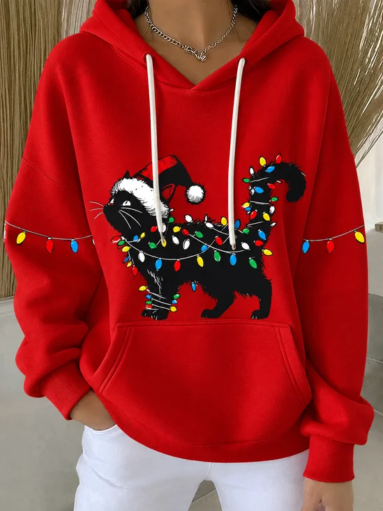Women Christmas Printing Long Sleeve Casual Daily Spring/Fall Hoodie