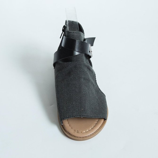 Women Plus Size Denim Cloth Adjustable Buckle Sandals