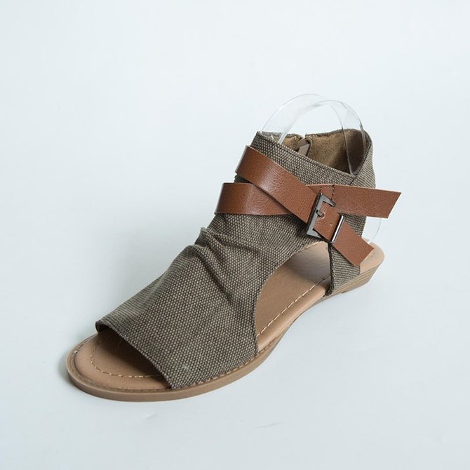Women Plus Size Denim Cloth Adjustable Buckle Sandals