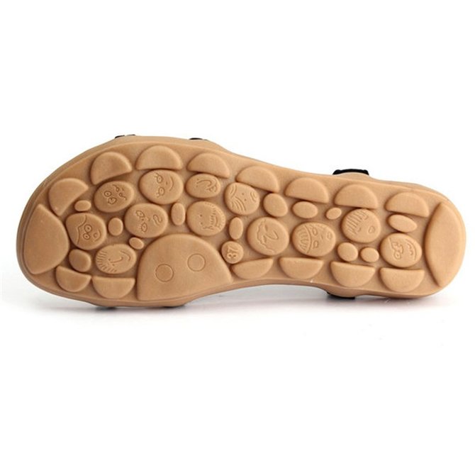 JFN  Flower Bead Knitting Slip On Flat Beach Outdoor Sandals