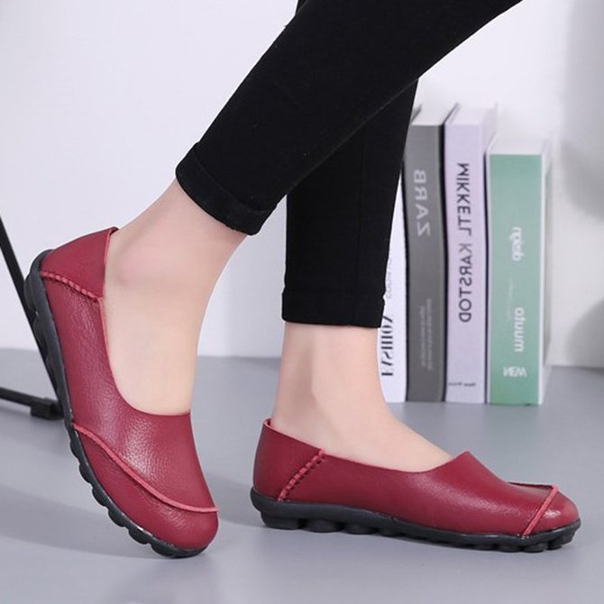 Slip On Leather Daily Casual Flats