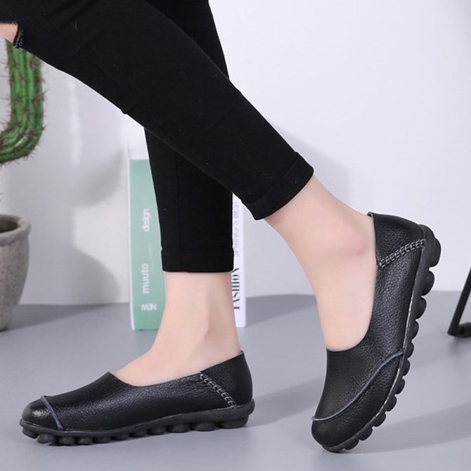 Slip On Leather Daily Casual Flats
