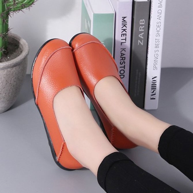Slip On Leather Daily Casual Flats