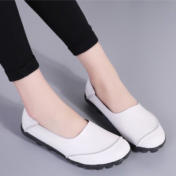 Slip On Leather Daily Casual Flats