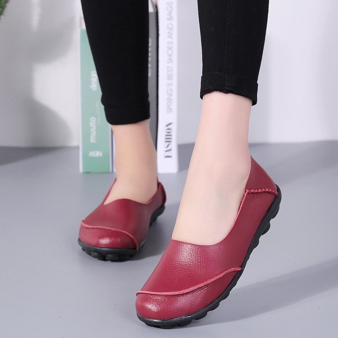 Slip On Leather Daily Casual Flats
