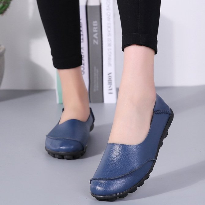 Slip On Leather Daily Casual Flats