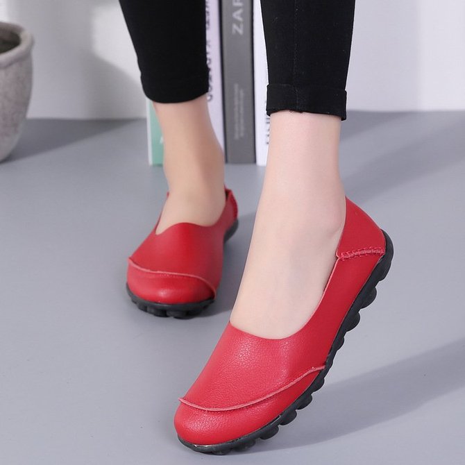Slip On Leather Daily Casual Flats