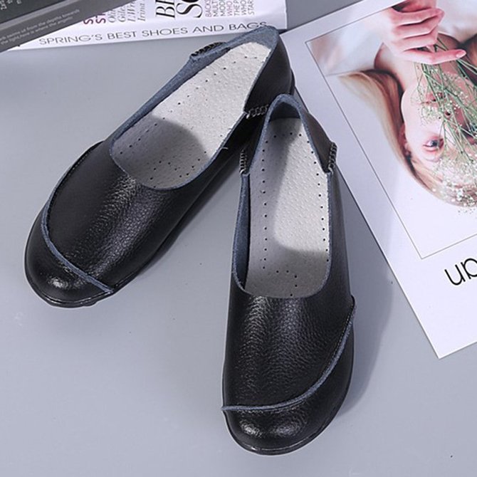 Slip On Leather Daily Casual Flats
