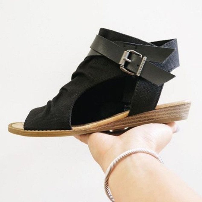 Women Plus Size Denim Cloth Adjustable Buckle Sandals