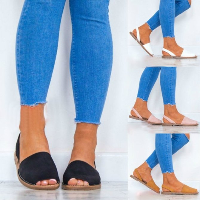 JFN  Summer Women Flip FlopArtificial Suede Peep Plus Size Toe Slip on Sandals