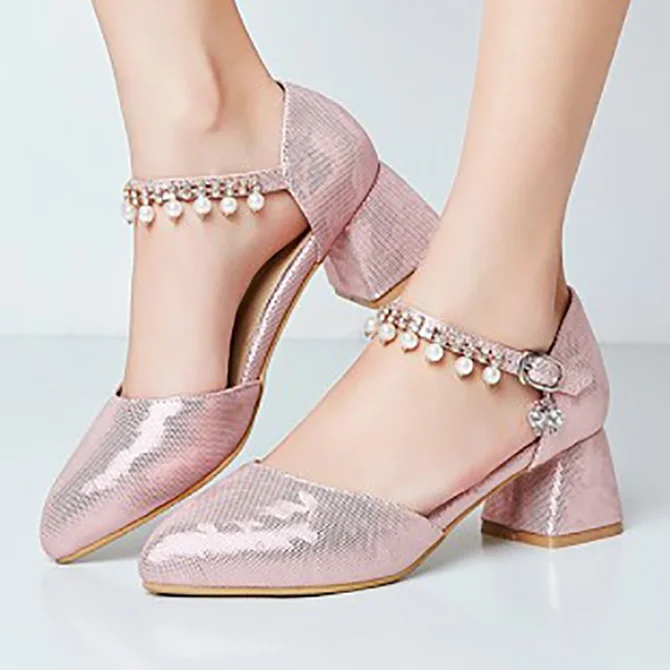 pearl chunky heels