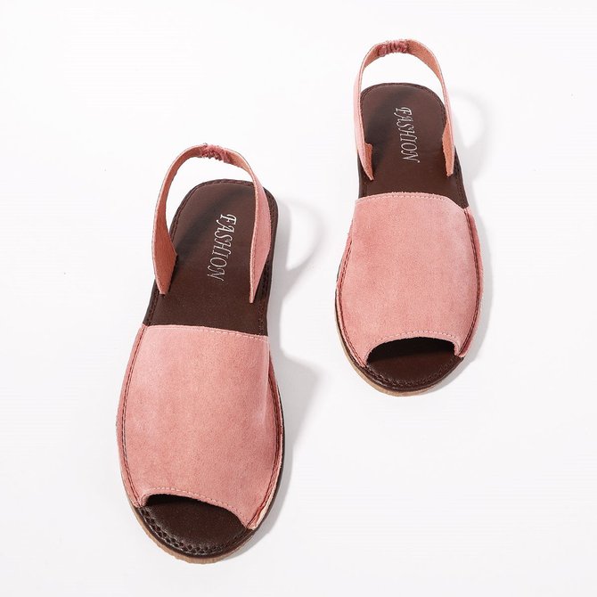 JFN  Summer Women Flip FlopArtificial Suede Peep Plus Size Toe Slip on Sandals