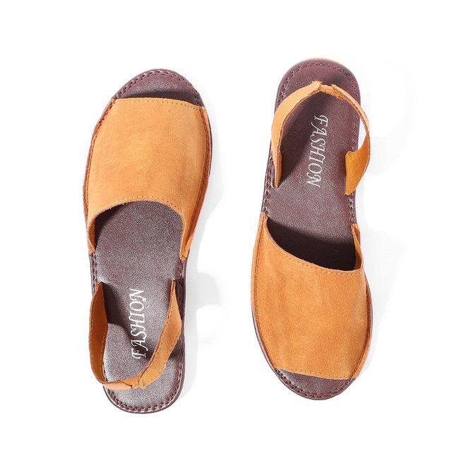 JFN  Summer Women Flip FlopArtificial Suede Peep Plus Size Toe Slip on Sandals