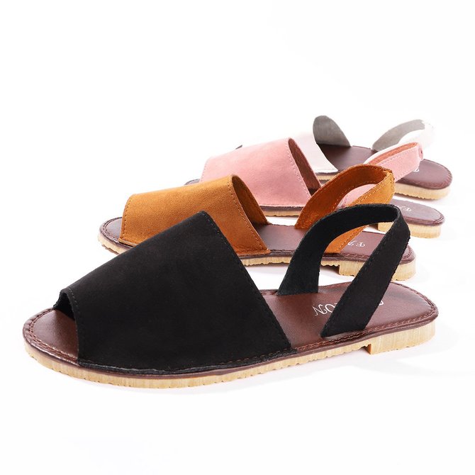 JFN  Summer Women Flip FlopArtificial Suede Peep Plus Size Toe Slip on Sandals