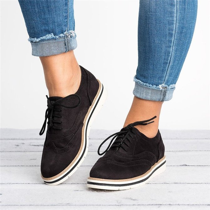 Women's Lace Up Perforated Oxfords Shoes Plus Size Casual Shoes | Women ...