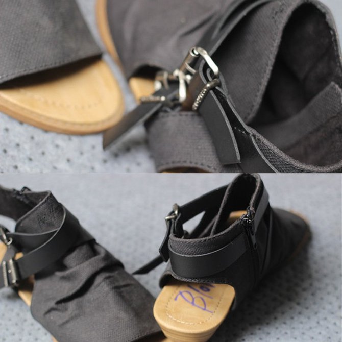 Women Plus Size Denim Cloth Adjustable Buckle Sandals