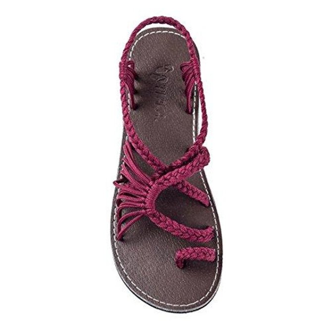 JFN  Plus Size Women Sandals Handmade Beach Flat Sandals