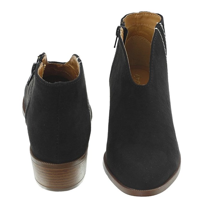 Women Deep V Sexy Booties Casual Comfort Zipper Shoes