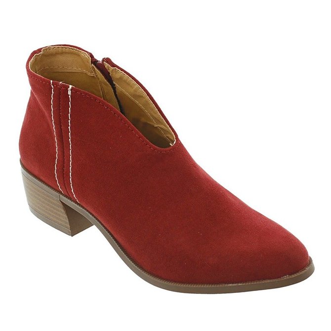 Women Deep V Sexy Booties Casual Comfort Zipper Shoes