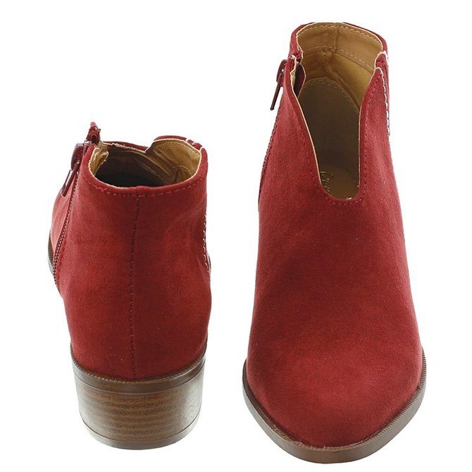 Women Deep V Sexy Booties Casual Comfort Zipper Shoes