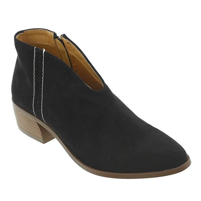 Women Deep V Sexy Booties Casual Comfort Zipper Shoes