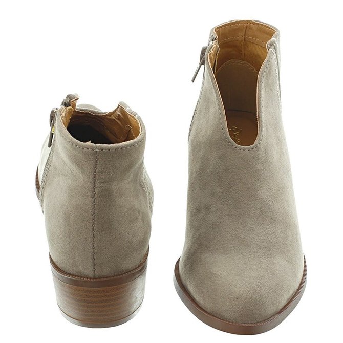 Women Deep V Sexy Booties Casual Comfort Zipper Shoes