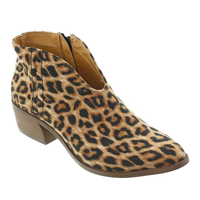 Women Deep V Sexy Booties Casual Comfort Zipper Shoes