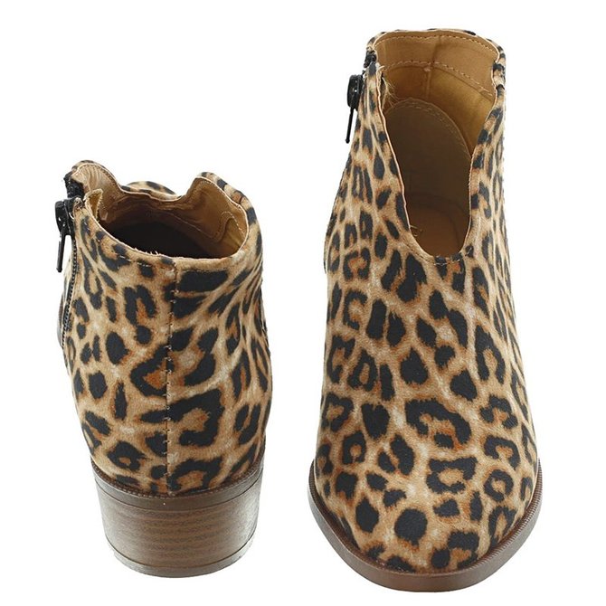 Women Deep V Sexy Booties Casual Comfort Zipper Shoes