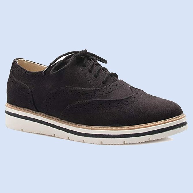 women's lace up perforated oxfords shoes plus size casual shoes