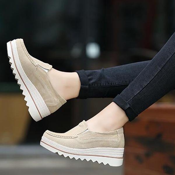 Womens Breathable Suede Round Toe Slip 