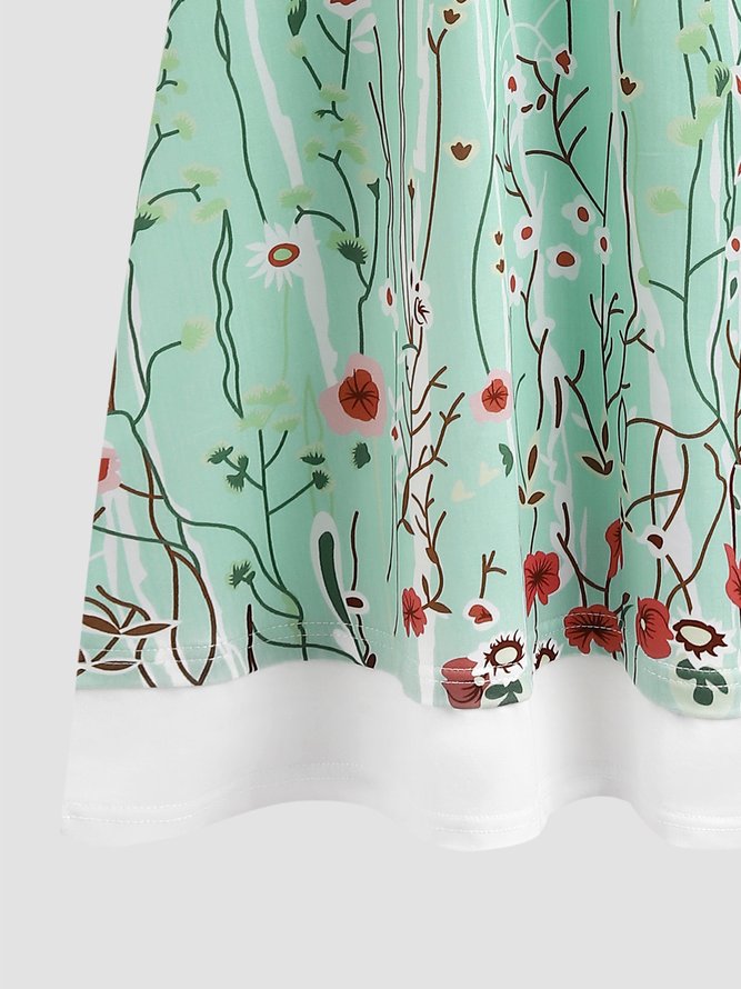 JFN Round Neck floral Casual Midi Dress