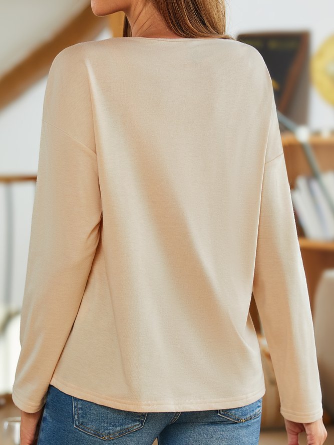 New pile collar button casual long sleeve women Sweatshirt
