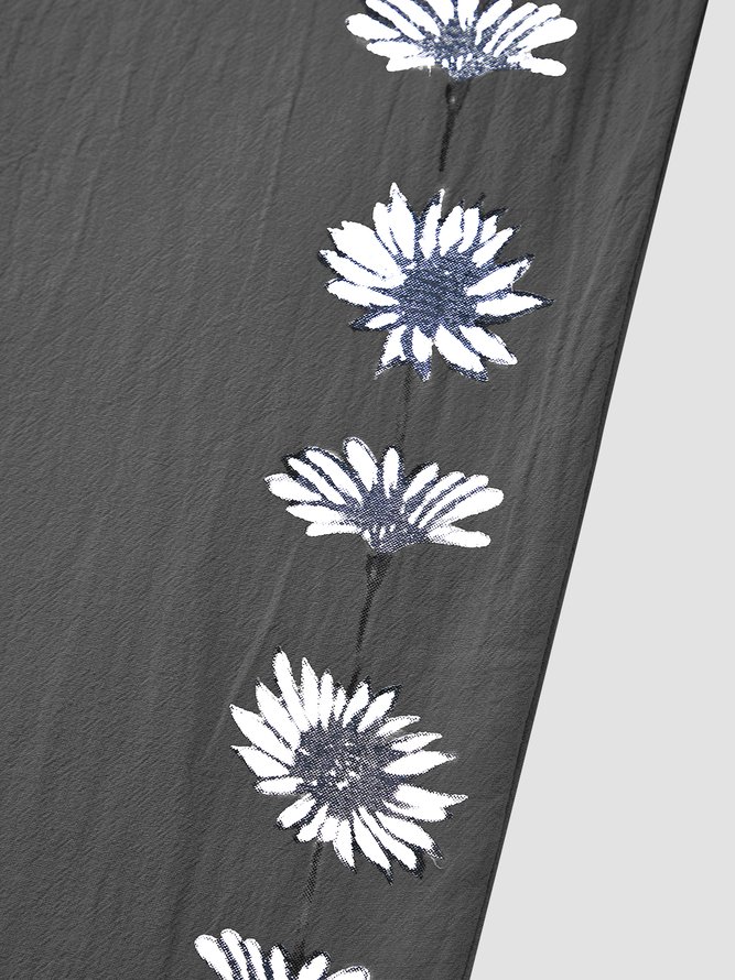 Women's Loose Casual Baggy Linen & Cotton Daisy Floral Pant 