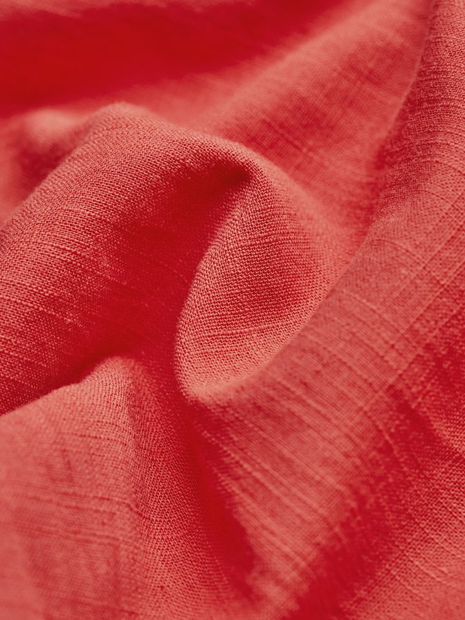 Linen Crew Neck Half Sleeve Solid Shirt & Blouses
