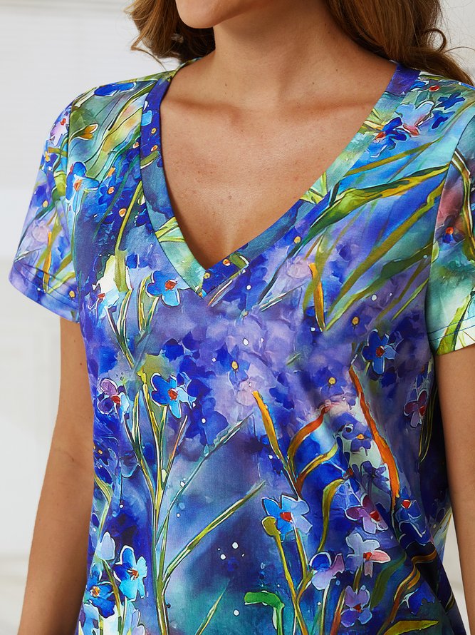 Regular Fit Floral Vacation Short Sleeve T-shirt