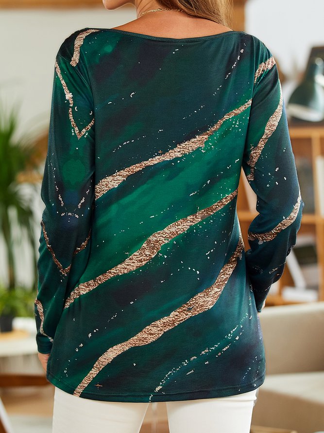 Geometric Casual Asymmetrical Long sleeve Top