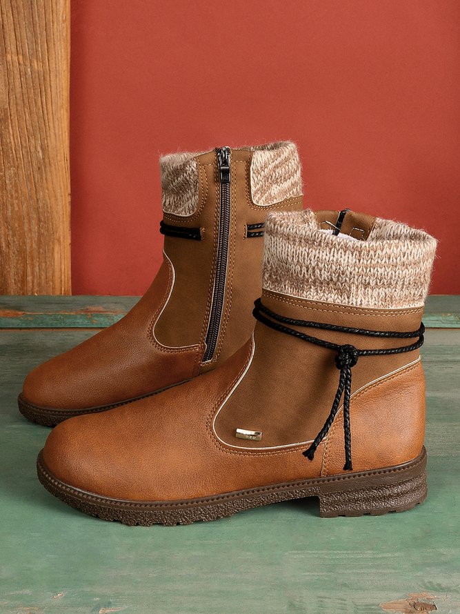Basic round toe ankle boots with zipper