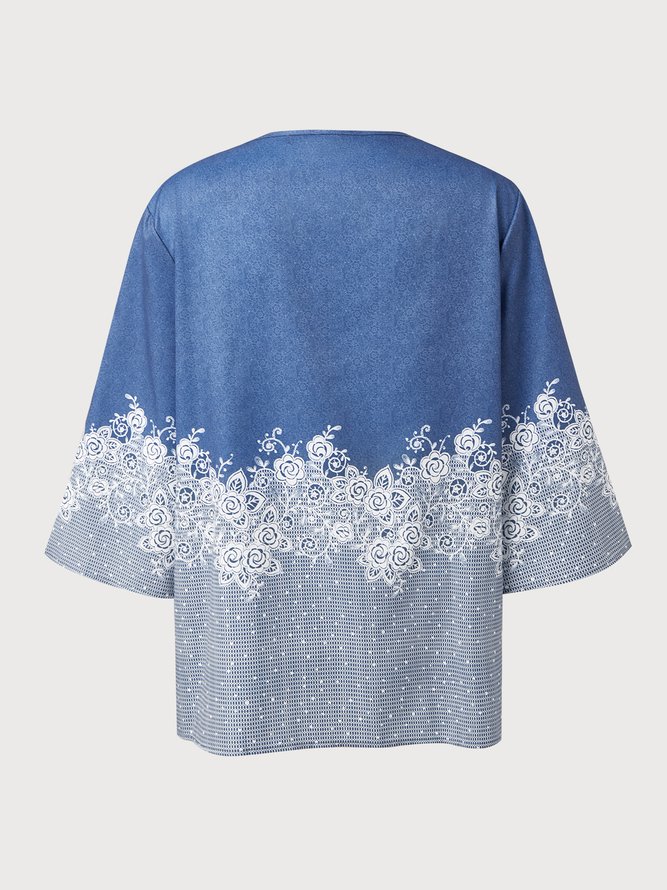 V Neck Floral Casual Top
