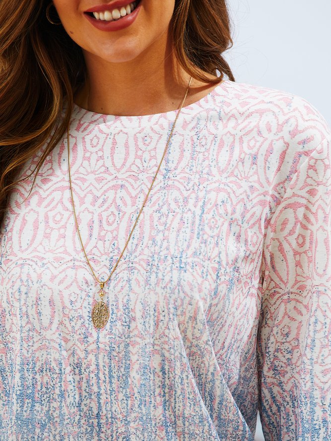 Casual Ethnic Crew Neck Top