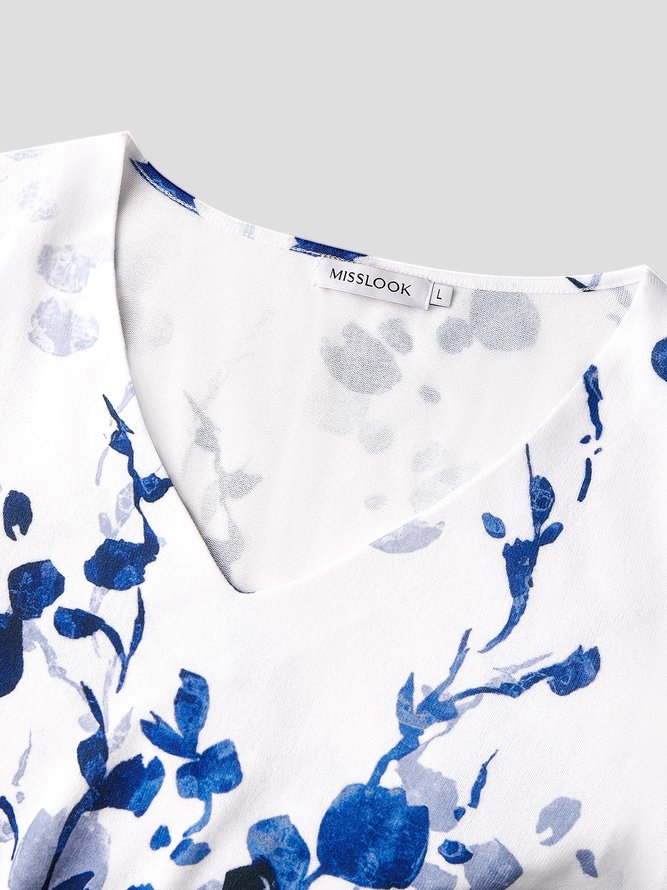 JFN V Neck Floral Casual Top