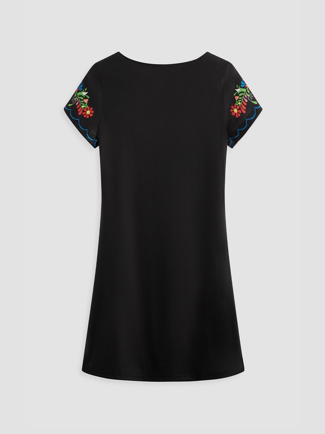 JFN Floral Tribal Casual Mexican Dress