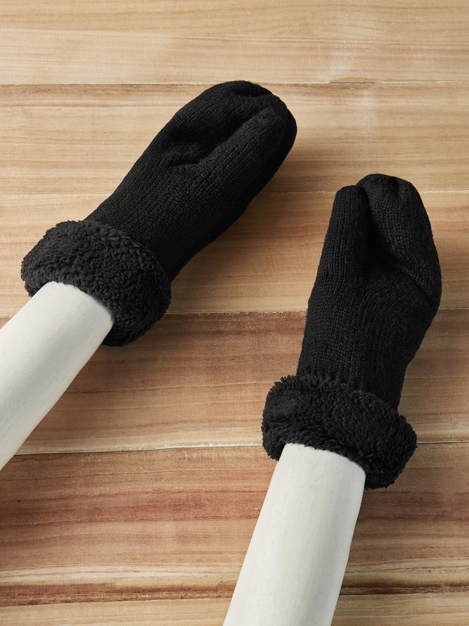 Twist Pattern Plush Woven Full Cover Gloves Autumn Winter Warmth Thickening Accessories