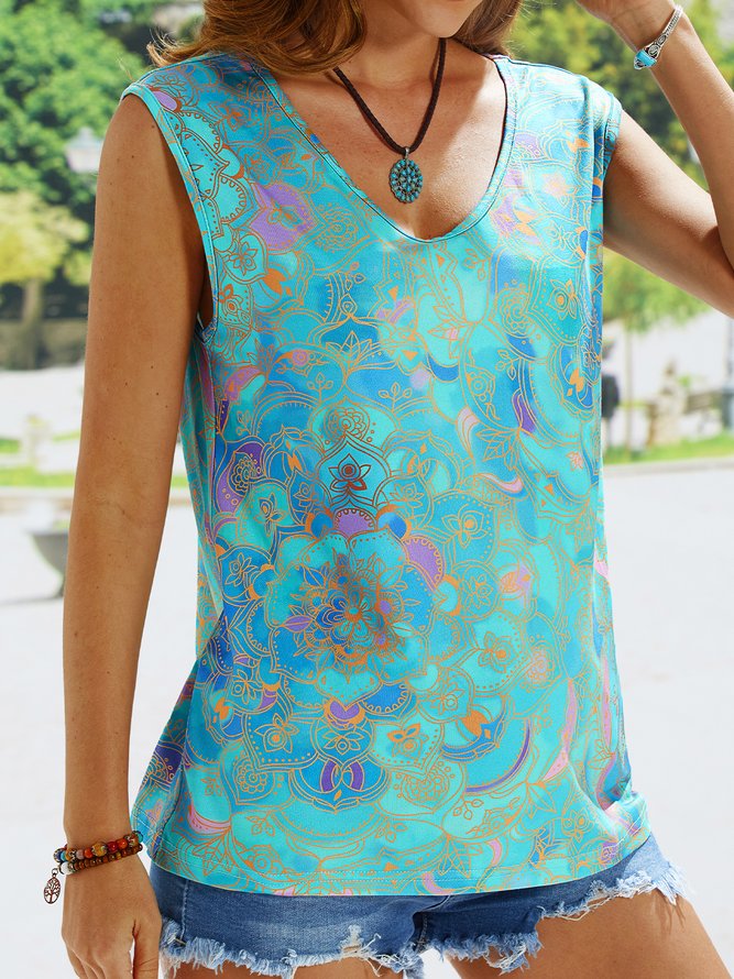 Tribal Loosen Casual Knit Tank