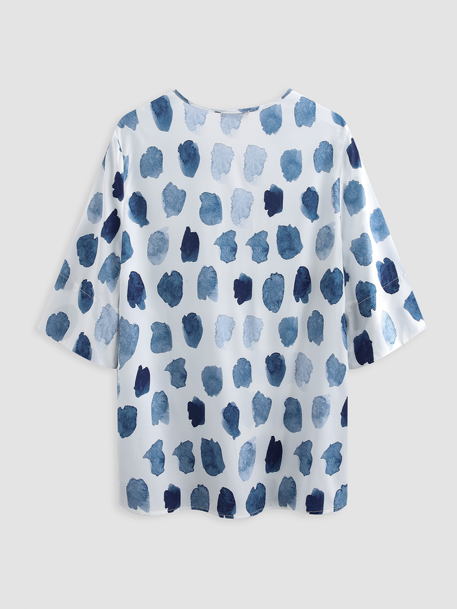 Women's Casual Holiday Weekend Floral T-shirt Tee polka dots Short Sleeve Print Geometric Round Neck Basic Top
