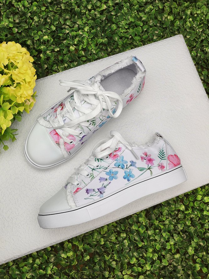 JFN Fashion Floral Ultralight Breathable Sports Canvas Shoes ...