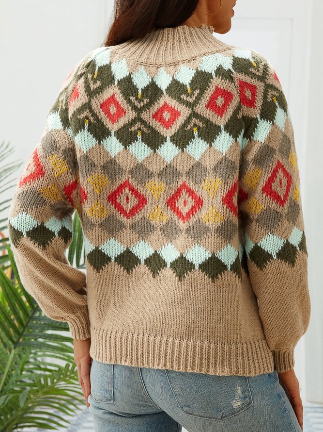 Color Block Boho Fell Island Sweater