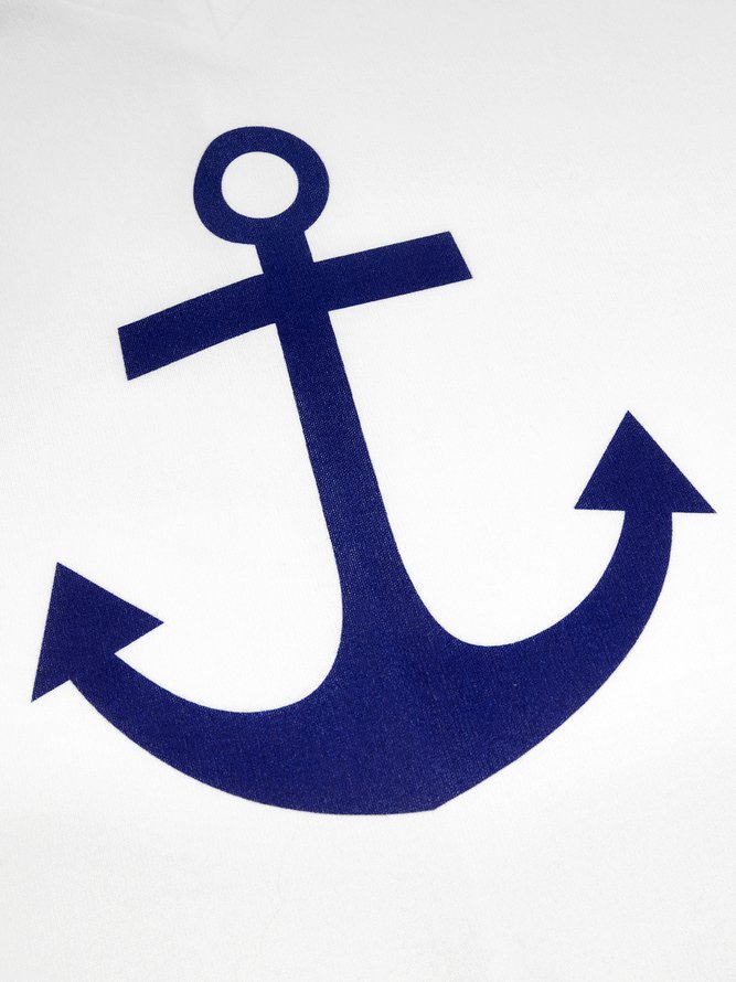 Women Casual Sea Anchor Loose V Neck Sweatshirt