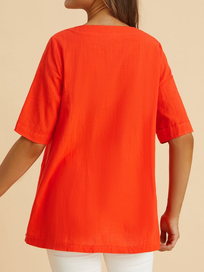 Half Sleeve Irregular Blouses Asymmetrical Hem Shirt