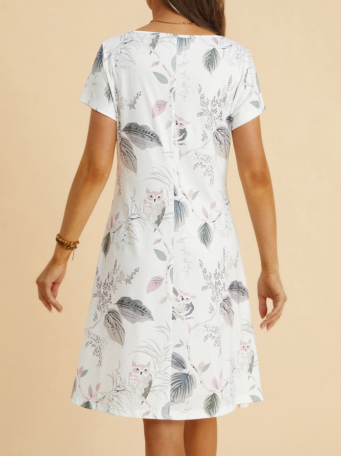 JFN V Neck Vacation short sleeve Floral MIni Dress