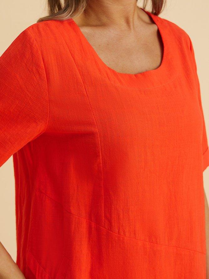 Half Sleeve Irregular Blouses Asymmetrical Hem Shirt